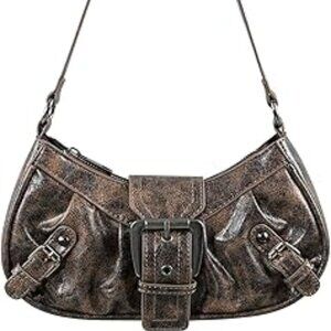 Y2K Shoulder Bag PU Leather Hobo Bags for Women, Small‎ Cute Purse